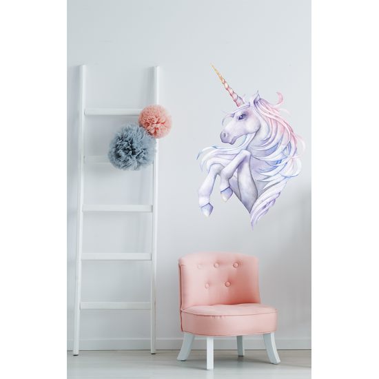 Muursticker - Unicorn / Eenhoorn aquarel