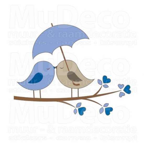 Muursticker - Interieursticker Love Birds Blue