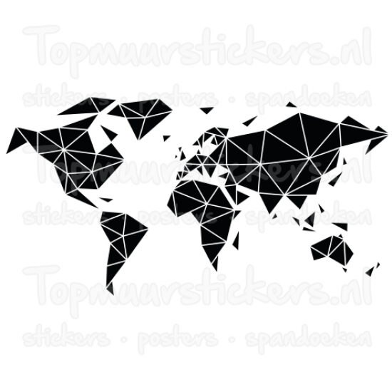 Muursticker - Interieursticker Wereldkaart geometrisch vlakken